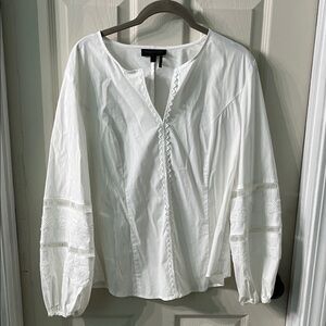 Donna Karan White Blouse with Lace Accents